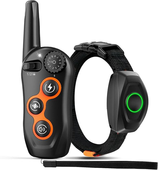 Dog Training Collar, IPX7 Waterproof Dog Training Collar with Remote Range 1300ft, 3 Training Modes, Beep, Static, Vibration, Rechargeable Electric Training Collar for Small Medium Large Dogs (Black)