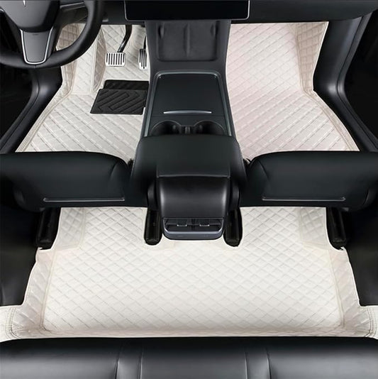 Add Personalized Text/Photo Floor Mats White Customized Full Set Custom Fit Floor Mats Compatible with Cars, SUV, Seda, Pickup, Truck, Electric Vehicles Car All-Weather Floor Liner(White)