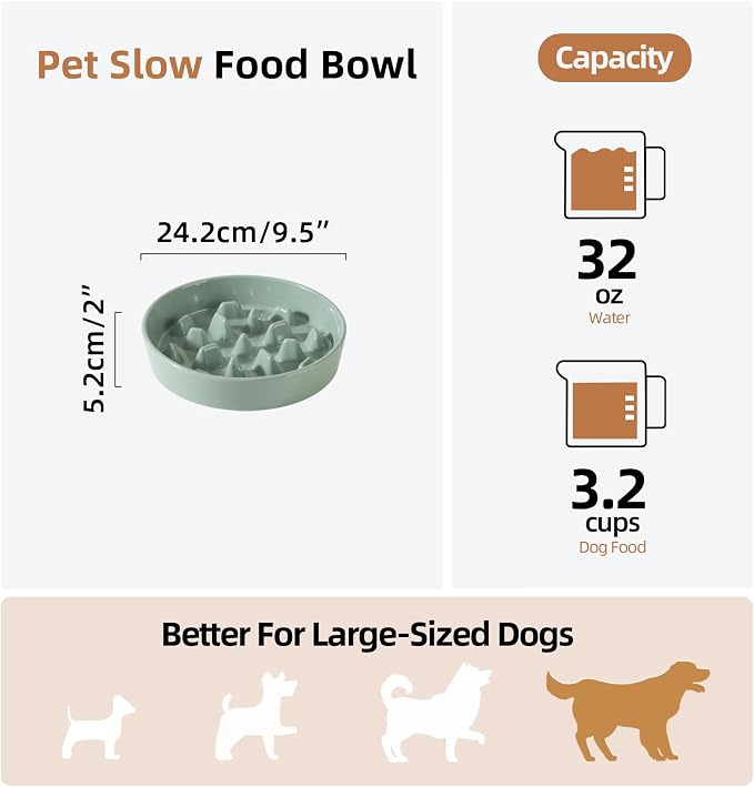 Havniva Dog Bowls Slow Feeder, Ceramic Slow Feeder Dog Bowls for Fast Eater | 3.2 Cups Dog Food Bowl Puzzle Feeder, Slow Feeding Bowls for Large Dogs, Non-Slip Base, Anti-Choking