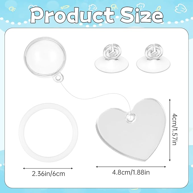 Betta Fish Exercise Ring and Betta Mirror Set, Heart Floating Exercise Mirrors, Betta Ring Enrichment Toys, Betta Fish Toys for Fish Tank, Betta Tank, Aquarium Accessories