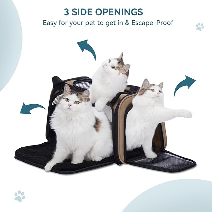 PETSFIT Pet Carrier for Cat, Small Dogs, Khaki