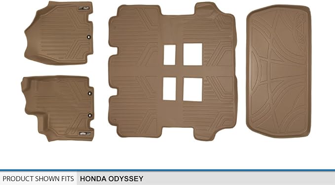 SMARTLINER Custom Fit Floor Mats 3 Rows and Cargo Liner Set for 2011-2017 Honda Odyssey