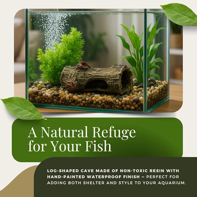 Aquarium Decoration Betta Fish Cave Fragata Ornaments Resin for Freshwater and Saltwater Tanks (Natural Stone)