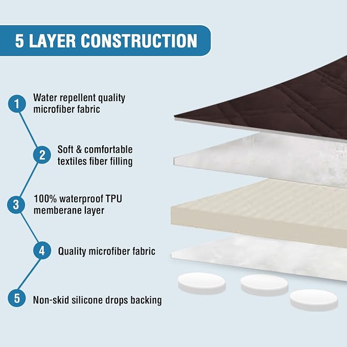 H.VERSAILTEX Loveseat Covers for 2 Cushion Couch Sofa Cover for Dogs 100% Waterproof Furniture Protector Cover with Elastic Straps for Pet Cat(Loveseat, Brown)