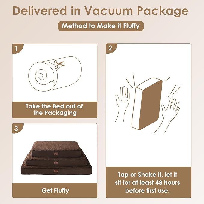 EHEYCIGA Orthopedic Dog Bed with Removable Washable Cover, Brown, 30IN | Egg Crate Foam Support, Durable Oxford fabric, Non-Slip Bottom, Machine Washable, Soft Waterproof Plush Pet Bed Mat For Crate
