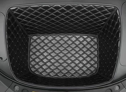 Frunk Mat Front Trunk Mat Custom Compatible with EV/Electric Car Model - All-Weather, Full Coverage Protect Front Trunk(Black with Black Stitching)