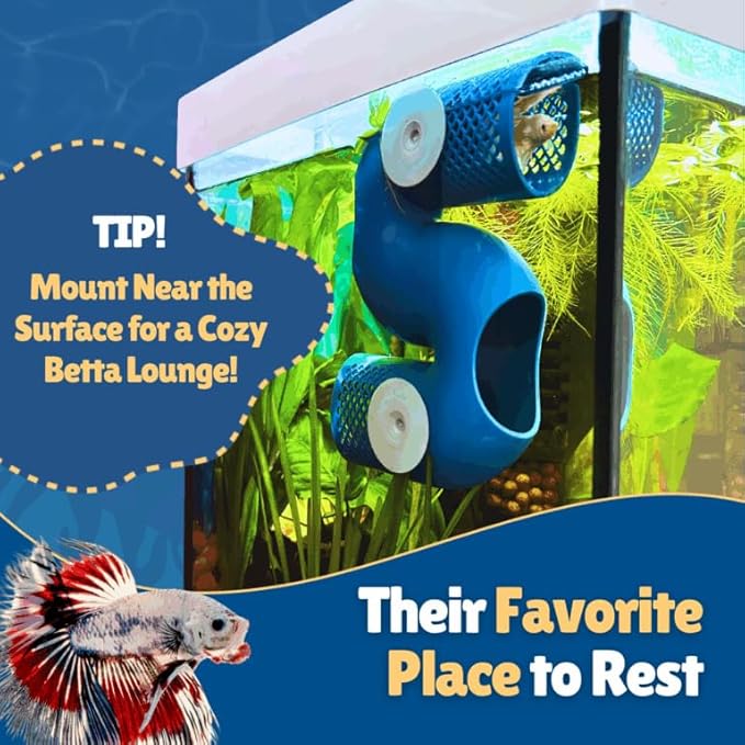 Betta Fish Tunnel Hideout | Aquarium Cave & Tunnel Decor for Betta Fish, Shrimp & Small Fish | Fish Tank Decoration, Betta Tank Accessory & Enrichment Toy (Green)