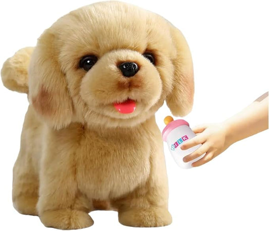 CU-MATE Plush Interactive Simulation Dog-Realistic Puppy Electronic Toy Dog Cat with Walking/Barking/Wagging Tail/Talking-Like Real Robotic Present (Electric Golden Retriever)