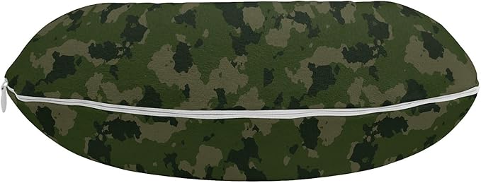 Ambesonne Camouflage Travel Pillow Neck Rest, Simplistic Design Woodland Camo Pattern in Green Tones, Memory Foam Traveling Accessory for Airplane and Car, 12", Evergreen Dark Sepia