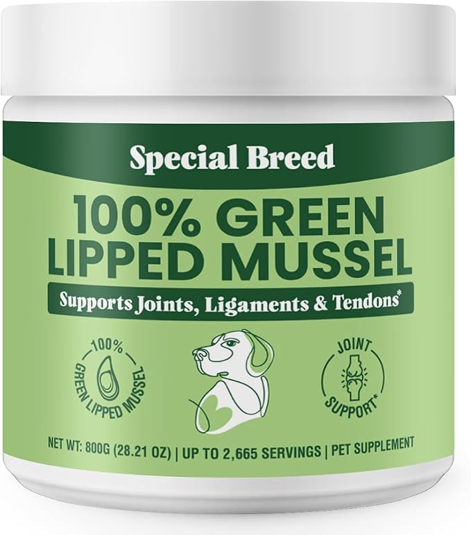 Green Lipped Mussel Powder for Dogs & Cats - 100% New Zealand Green Lipped Mussels - Natural Hip & Joint Supplement for Joints, Tendons, Ligaments, Muscles - 800 Grams - Up to 2,665 Servings