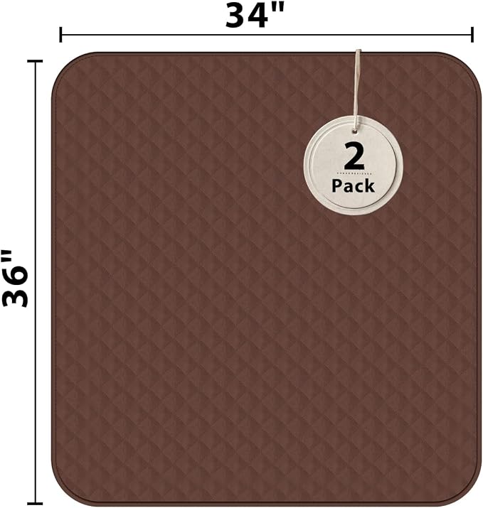 Hide Stains Bed Pads Washable Waterproof 34x36 Inch (2 Pack), Incontinence Bed Pads Washable, Bed Wetting, and Pet Protection, Brown – Ideal for Elderly, Adults, Kids and Pets