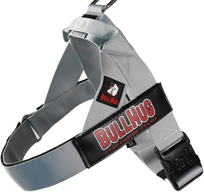 Adjustable Dog Harness– No Pull, No Choke – for English Bulldogs, French Bulldogs, Pugs & Broad-Chested Breeds – Easy, Safe Walks (Silver, Large)