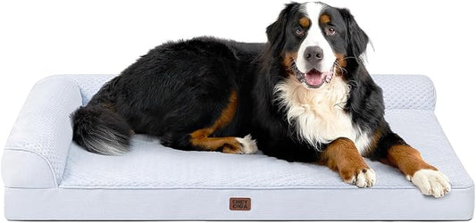 EHEYCIGA Memory Foam Dog Bed, Extra Large Orthopedic Dog Bed, Washblue | Washable Removable Cover, Waterproof Flat Pet Sofa Couch with Nonskid Bottom, 48x35x7.5