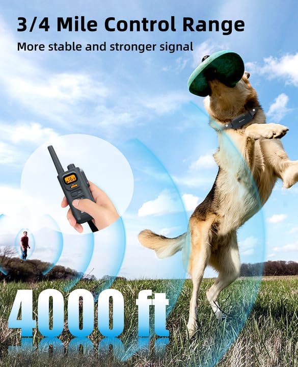 Bousnic Dog Shock Collar with Remote - [New Edition] 4000FT Dog Training Collar for Large Medium Small Dogs (8-120lbs) Waterproof Rechargeable E Collar with Beep, Vibration, Safe Shock (Grey)
