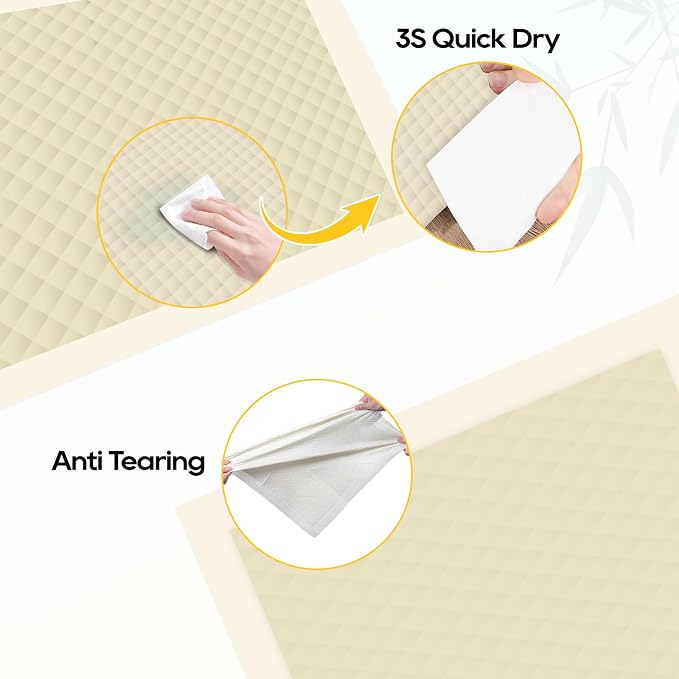 Bamboo Small Puppy Pads Pee Pads for Dogs 22"x22" 30 Count | Training Pads Deodorizing Leakproof Quick Drying Dog Pee Pads Super Absorbent Disposable Puppies, Doggie, Cats, Rabbits