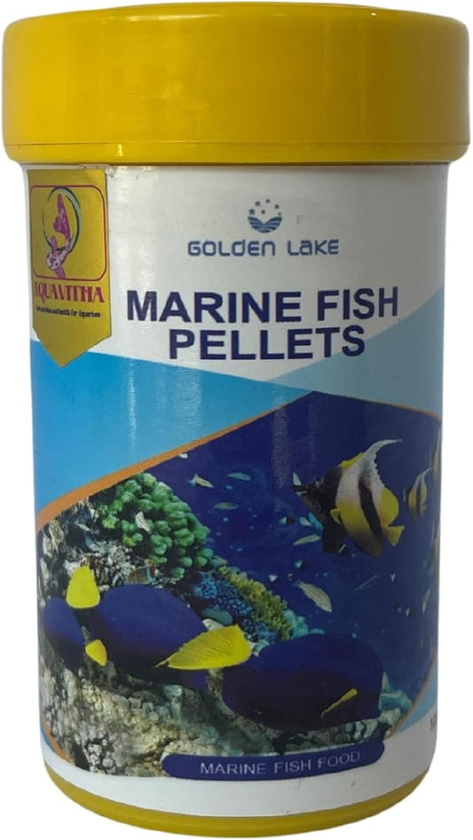 Marine Fish Food (2.56 Oz), Marine Fish Pellets for Small Fish, Balanced Diet, Support Health, Saltwater Fish Food, Small Pellets Marine Fish Food