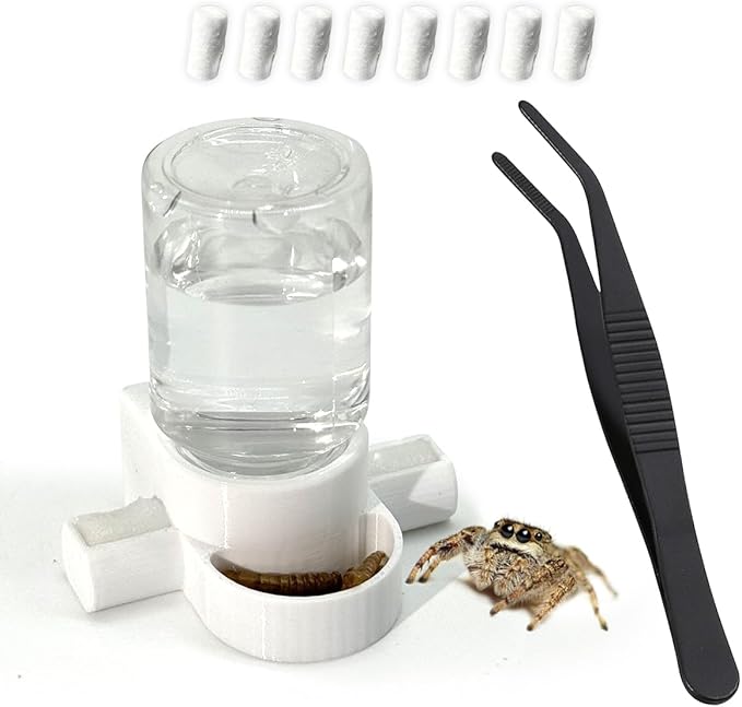 Jumping Spider Accessories, Jumping Spider Water Dispenser, Magnetic Hanging Feeder with Tweezers for Jumping Spiders, Tarantulas, Praying, Mantises (White)