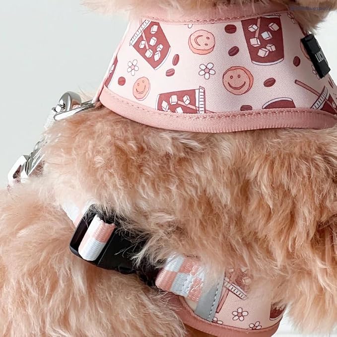 Lucy & Co. Reversible Dog Harness - Water-Repellent Neoprene, Dual-Print Design, Easy Swap Style, Adjustable Comfort Fit - Iced Coffee SZN Reversible Harness - Large
