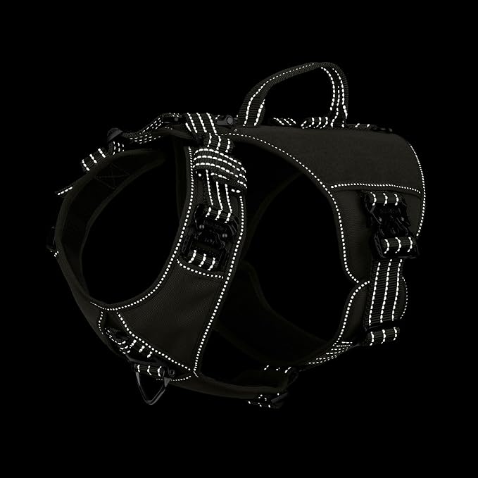ICEFANG Quick-Moving Tactical Dog Harness for Small Dogs,No Pull Dog Vest | Control Handle,Reflective,Full Metal Buckles,Adjustable,Hook-and-Loop Panel,Soft Padded,Green,Small