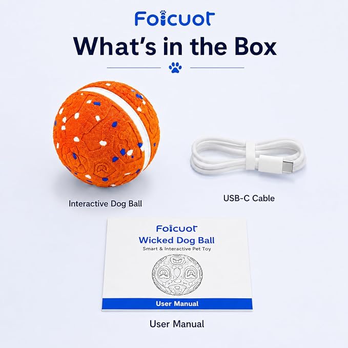 Interactive Dog Ball Toy[Newly Upgraded], Durable E-TPU Material, 3 Play Modes with Colorful Lights, E-TPU USB-C Rechargeable, IPX7 Waterproof Rating for Puppy, Medium and Large Dogs
