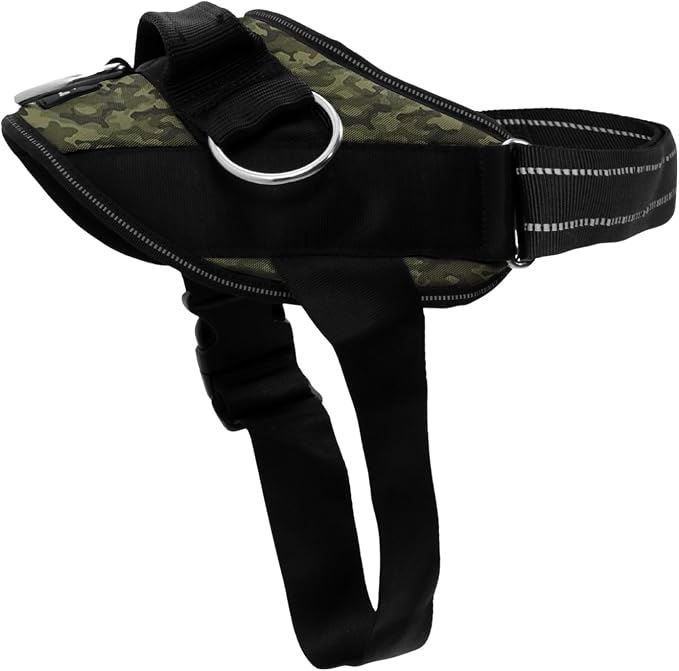ShawnCo Essential Dog Harness, No-Pull Pet Vest (Military Camo,S) | 3 Leash Clips, Easy On, No-Choke, Reflective, Adjustable Fit, Padded Comfort, Control Handle, For Small, Medium & Large Dogs
