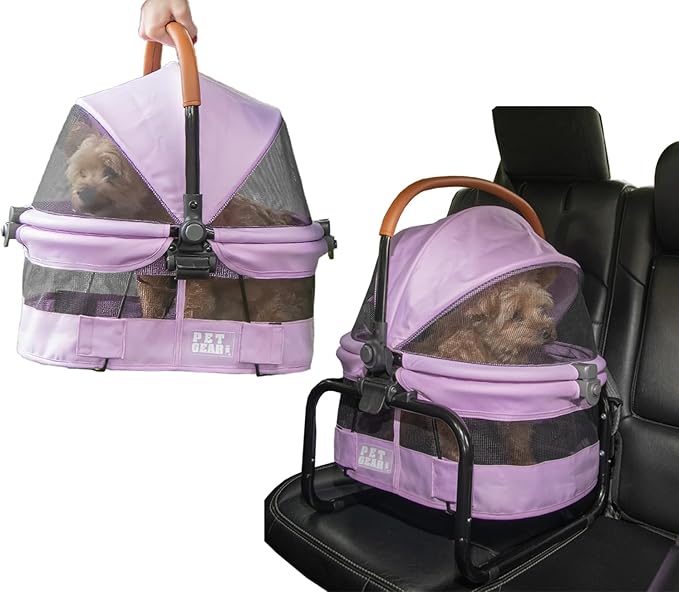 Pet Gear No-Zip View 360 Pet Carrier & Car Seat, 15", Bright Lilac | Ultra Lite, Booster Seat Frame, Mesh Ventilation, Push Button Entry, No Tools Required, For Small Dogs & Cats