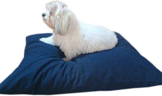 Durable Comfort Micro-Cushion Memory Foam Pet Dog Pillow Bed with Waterproof Liner + External Cover for S,M,L Dogs- Complete Set (Blue Denim, 48''x29'')