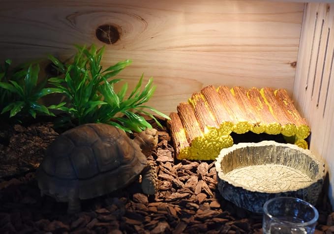 OMEM Reptile Natural Bowl Food and Water Dish Resin Made (Tree bark)