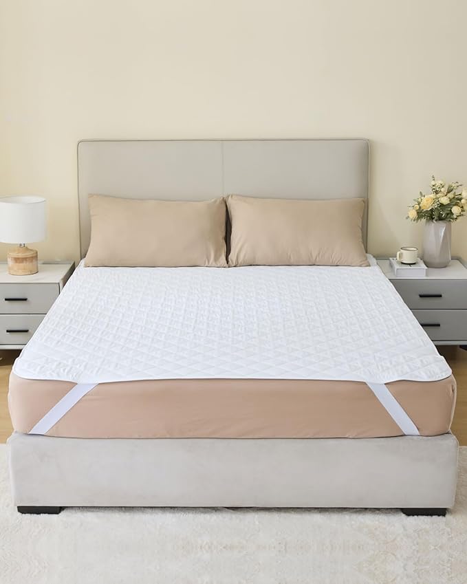California King 72"x84" Waterproof Pad with Straps, Mattress Protector | KANECH Washable Pee Pad for Bed, Adults, Overnight Bed Protector, Waterproof Mattress Pad, Hold 16 Cups, Fits 5-20" Mattress