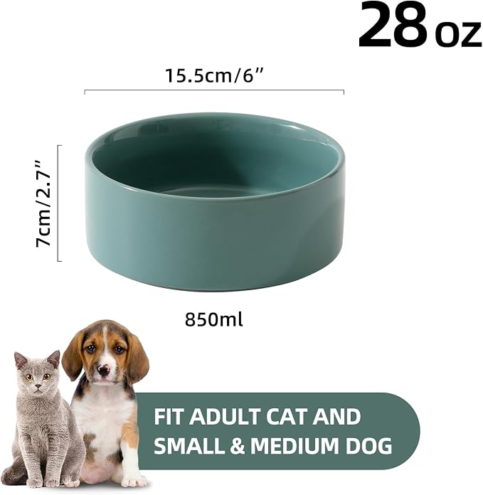 Havniva Cat Bowls Set of Two, 6.1” Ceramic Cat Food and Water Bowls | Cat Food Bowls Whisker Friendly, Non-Slip Base, Food-Grade Ceramic, Wide Opening, Dishwasher Safe, Cat Bowls for Indoor Cats