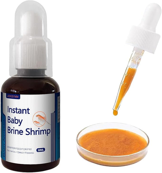 Instant Baby Brine Shrimp Fish Food, No Hatch High Protein Fry Food with Astaxanthin, for Tropical Fish, Betta, Guppy, Discus, Saltwater & Freshwater Aquarium, Small Fish, Coral (50ml)