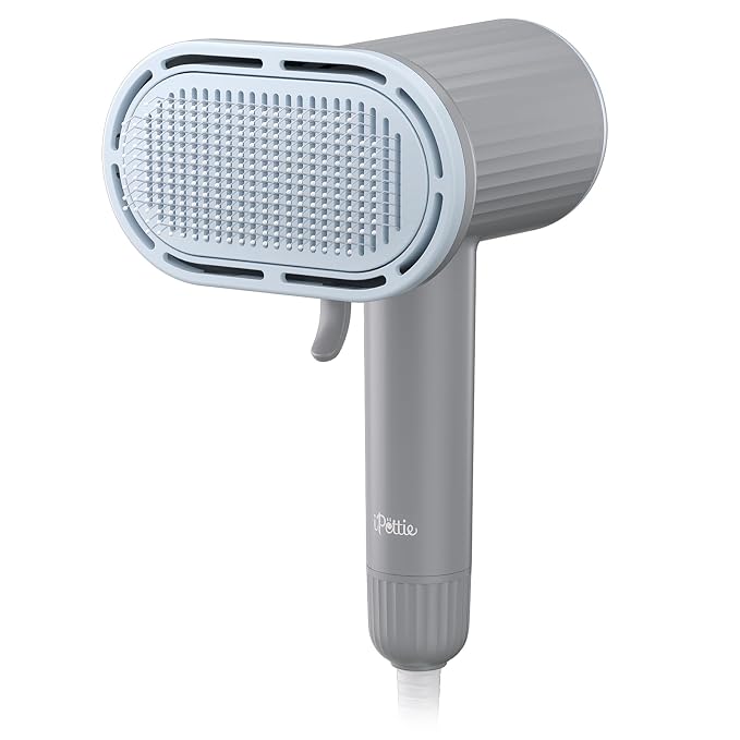 iPettie Dog Grooming Hair Dryer with Slicker Brush, Overheat Protection | 2-in-1 Drying & Brushing Tool, Adjustable Temperature & Speed, Portable Blow Dryer for Dogs and Cats, Breeze B540S