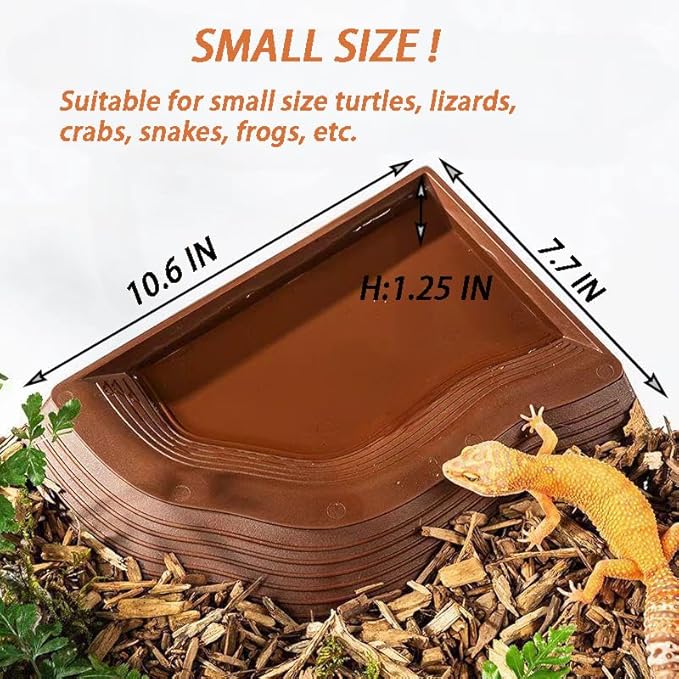 3PCS Tortoise Water Bowls with Ramp Leaf Tortoise Food Dish Reptile Food Water Bowls Reptile Bathing Pool Aquarium Ornament for Gecko, Snake, Turtle, Bearded Dragon, Lizard Small