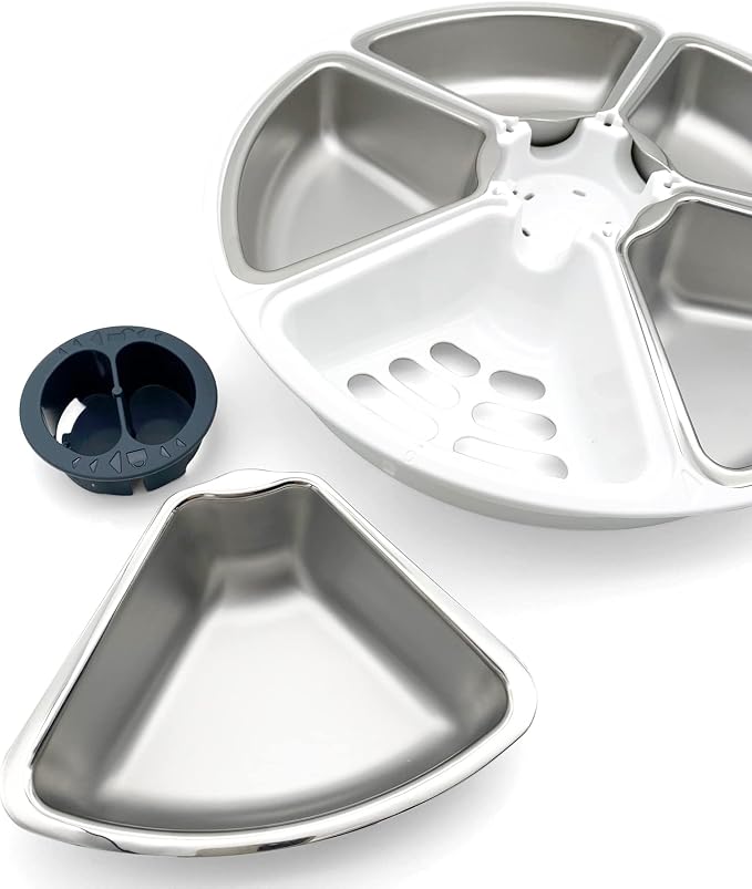 Closer Pets C500 Five-Meal Automatic Pet Feeder with Stainless Steel Bowls