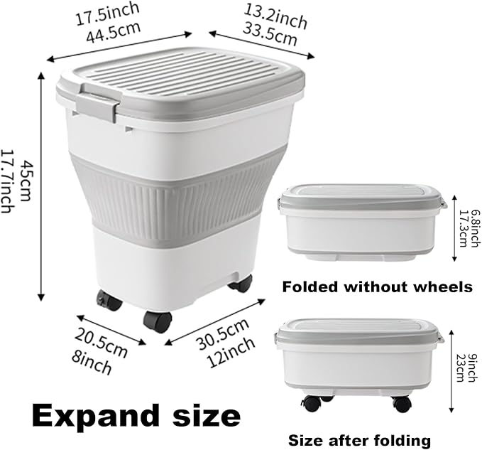 SEWIU 2pack 35 lbs Dog Food Storage Container,Collapsible Dog Food Container with Scoop,Pet Food Storage Containers to Keep Dry Food Fresh,Easy to Move