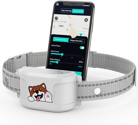 GPS Wireless Dog Fence with Free App, Electric Fence System with Training Collar, Portable Fence for Outdoor Use, Rechargeable Waterproof, Adjustable Pet Containment System for Outdoor Use