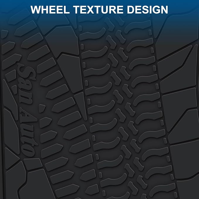 Car Floor Mat for Jeep Wrangler Sahara Rubicon JK 4 Door 2014 2015 2016 2017 2018 Full Set 4 Pieces Custom Fit Black Red Rubber Auto Floor Liner Mat All Weather Heavy Duty Odorless