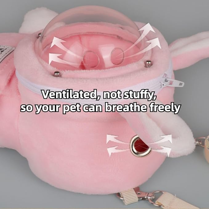 Sugar Glider Bonding Pouch Bonding Pouch Carry for Rat Syrian Hamster Hedgehog Small Pocket Pets, Gerbil Travel Bag Cute Bunny-Shaped Outing Bag with Large Transparent Window (Dark Grey,Large)