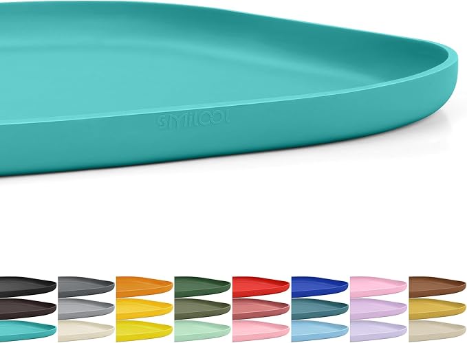 SMILOOL Waterproof Silicone Pet Food Mat with Raised Edge for Dog & Cat | 12" x 12" Non-Slip Small Pet Feeding Mats with Lip for Food & Water Bowl, Food Grade, Easy Cleaning, Dark Turquoise