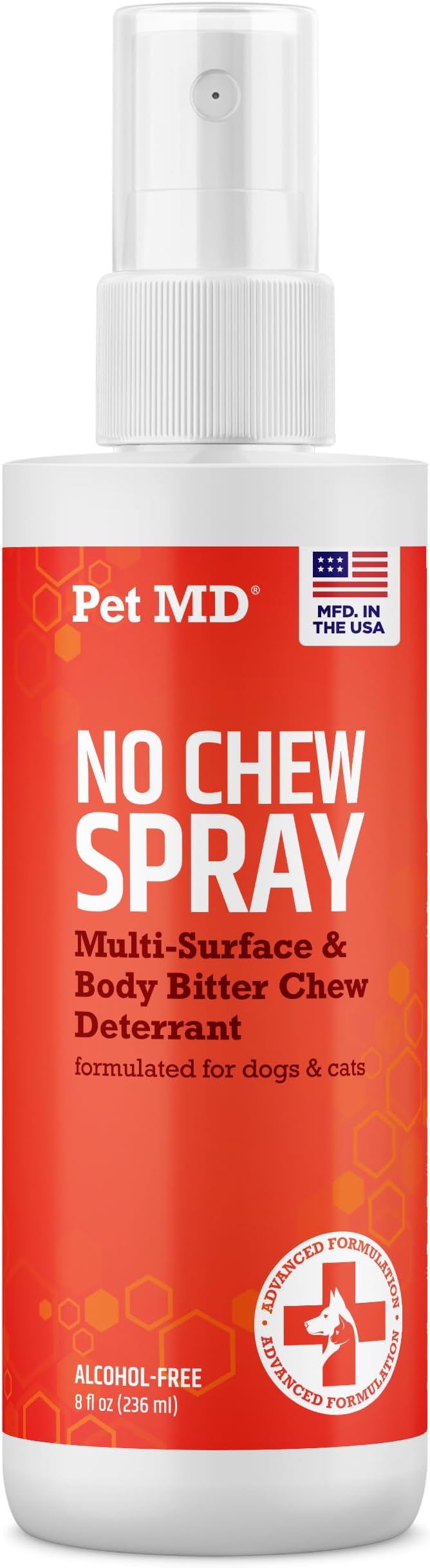Pet MD No Chew Spray for Dogs & Cats - Multi-Surface Bitter Spray to Stop Biting & Chewing - Dog Deterrent Spray for Carpet, Furniture, Plants, & Skin - Anti Licking Cat Training Spray - 8 oz
