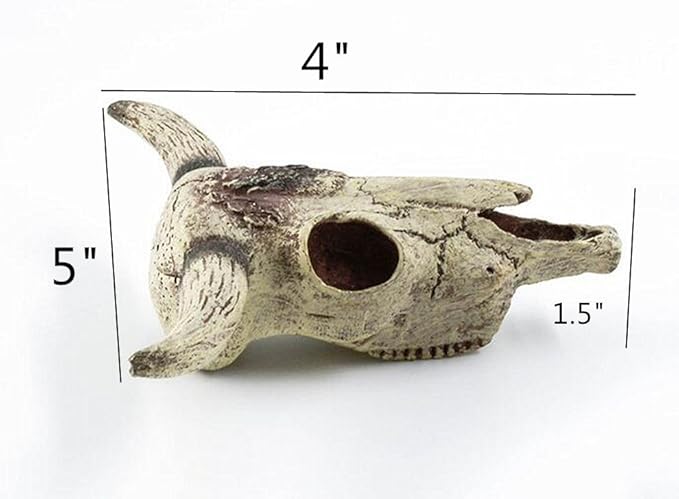 Leoyoubei Aquarium Decoration, Fish Tank Small Skull,Fish Turtle Hidden, Bonsai beautification. Cave Landscape Pet Reptile House Shrimps & Snails Love Them (Cattle Skull)