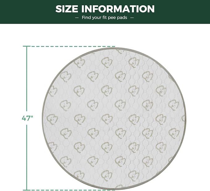 FXW Washable Pee Pads for Dogs, Super Absorbent, 47" Round, 2 Packs | Machine washable, Non-slip backing