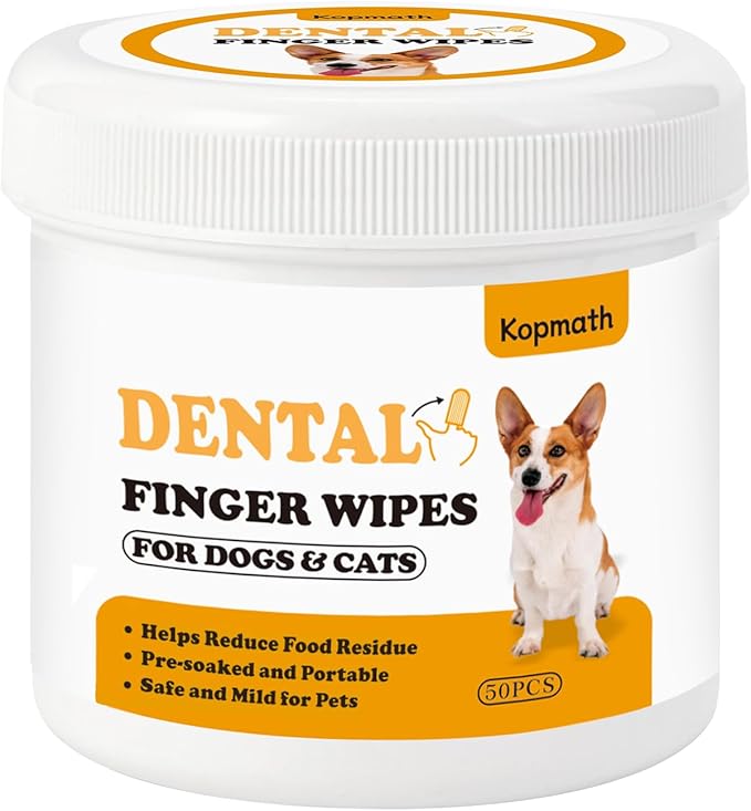 Finger Brushes for Dental Care of Pets, Teeth Cleaning Finger Wipes, Dog Dental Wipes, Reduce Plaque & Tartar, Freshen Breath, Safe & Natural Pet Dental Wipes for Dogs Teeth