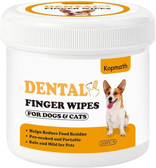 Finger Brushes for Dental Care of Pets, Teeth Cleaning Finger Wipes, Dog Dental Wipes, Reduce Plaque & Tartar, Freshen Breath, Safe & Natural Pet Dental Wipes for Dogs Teeth