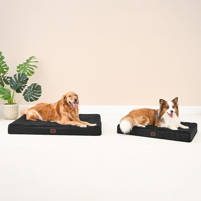 EHEYCIGA Orthopedic Dog Bed Large with Removable Washable Cover, 36IN Black | Egg Crate Foam Support, Durable Oxford fabric, Non-Slip Bottom, Machine Washable, Soft Waterproof Plush Pet Bed Mat For Crate