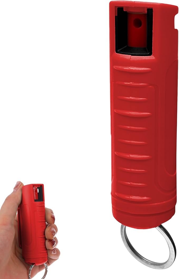 FURY Hardshell Pepper Spray - 12Ft Range, Max Strength, UV Dye Identifier, Anti-Leak & Anti-Misfire, Slidetop Trigger, Belt Clip & Key Ring, Multiple Color Options, Self-Defense Spray