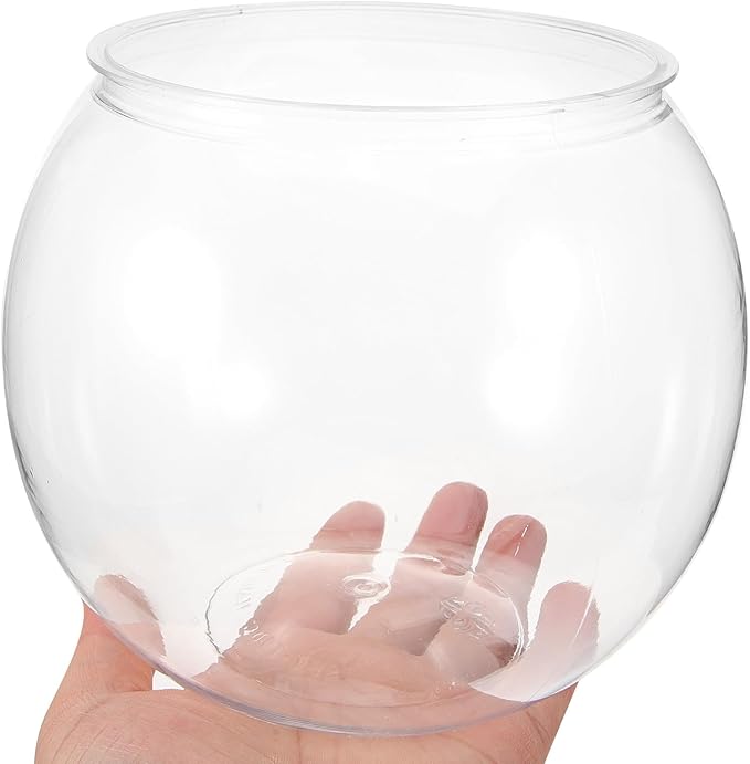 POPETPOP Unbreakable Transparent Fish Tank Globe 5.90X5.11X4.72 Inch Desktop Aquarium for Home Office Decor Unique Round Fish Bowl Flowerpot Alternative