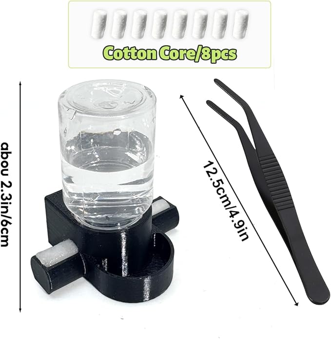 Jumping Spider Accessories, Jumping Spider Water Dispenser, Magnetic Hanging Feeder with Tweezers for Jumping Spiders, Tarantulas, Praying, Mantises (Black)