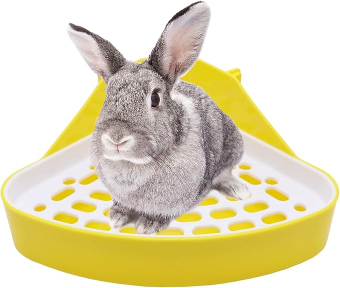 Litewoo Rabbit Litter Box Toilet Bunny Corner Litter Pan Pet Toilet Potty for Guinea Pigs Hamster Chinchilla Ferret Rabbit Small Animal (Yellow)