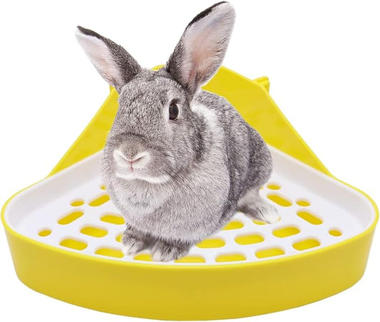 Litewoo Rabbit Litter Box Toilet Bunny Corner Litter Pan Pet Toilet Potty for Guinea Pigs Hamster Chinchilla Ferret Rabbit Small Animal (Yellow)
